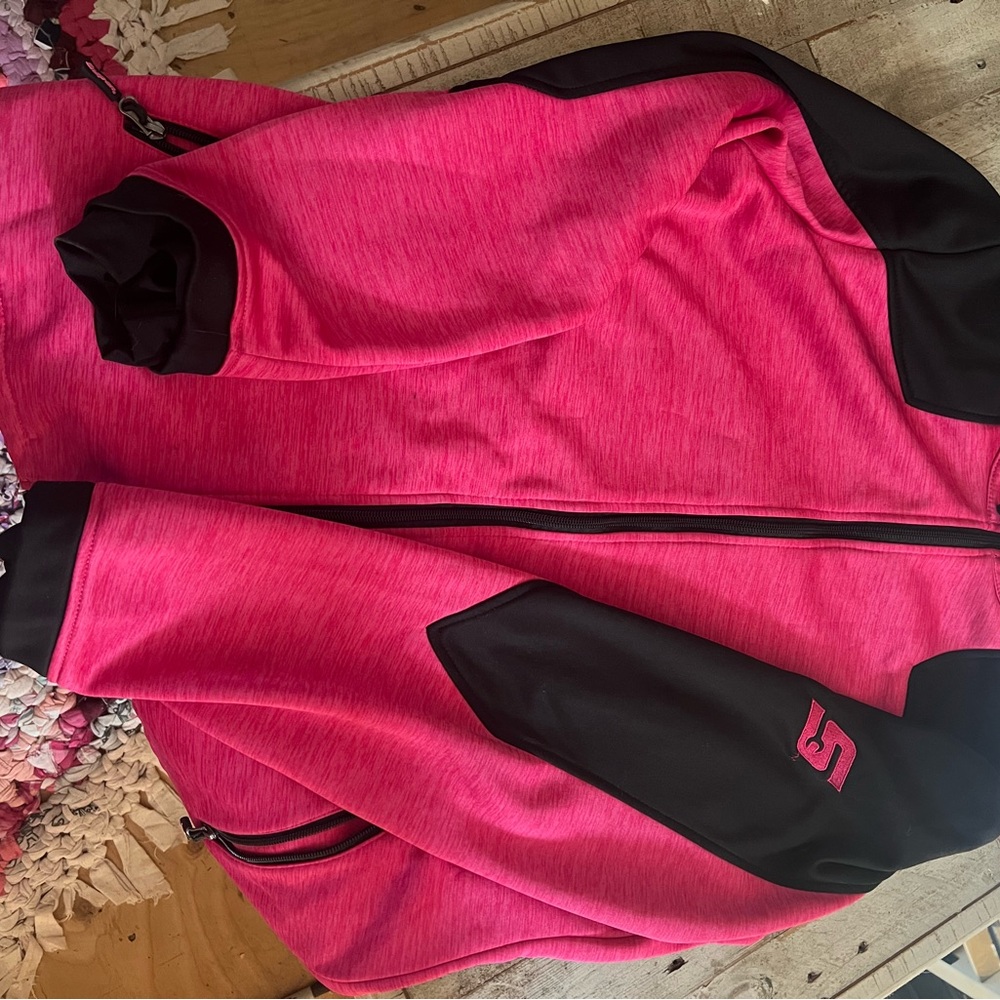 Stylish Women's Pink and Black Ski Jacket